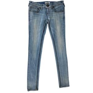 Free People Women's‎ 26 Skinny Jeans Light Wash Silver Foil Distressed Denim